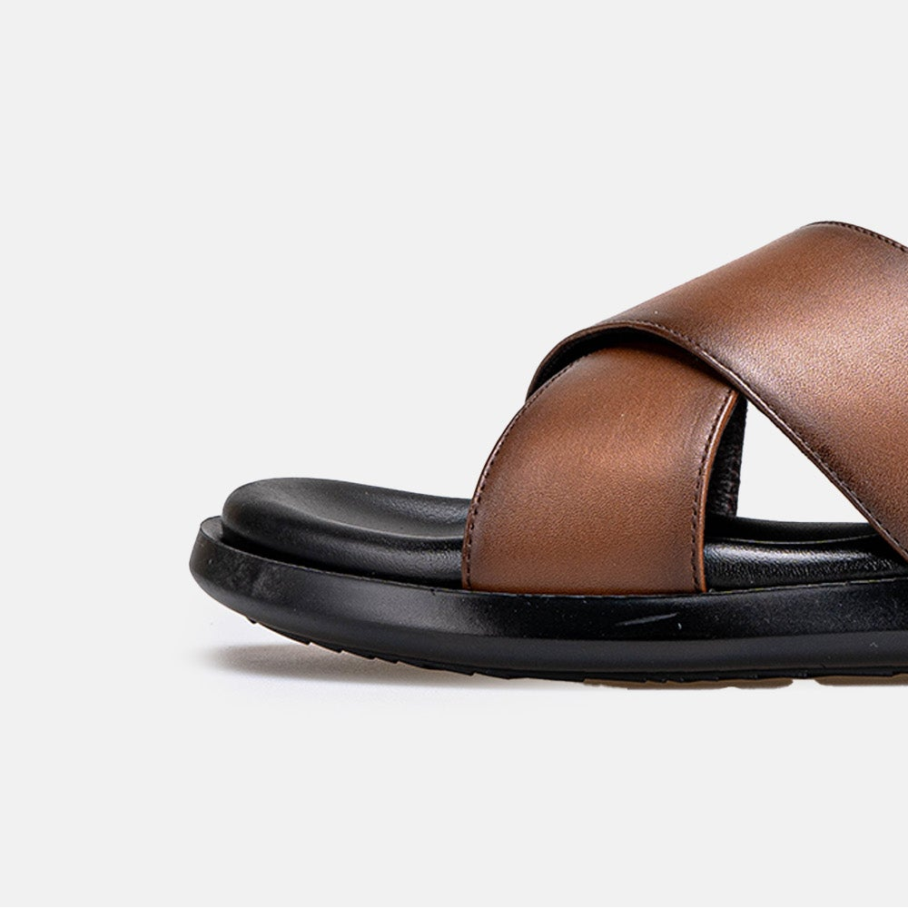 Volzak 5425 Sandale en cuir Marron vintage