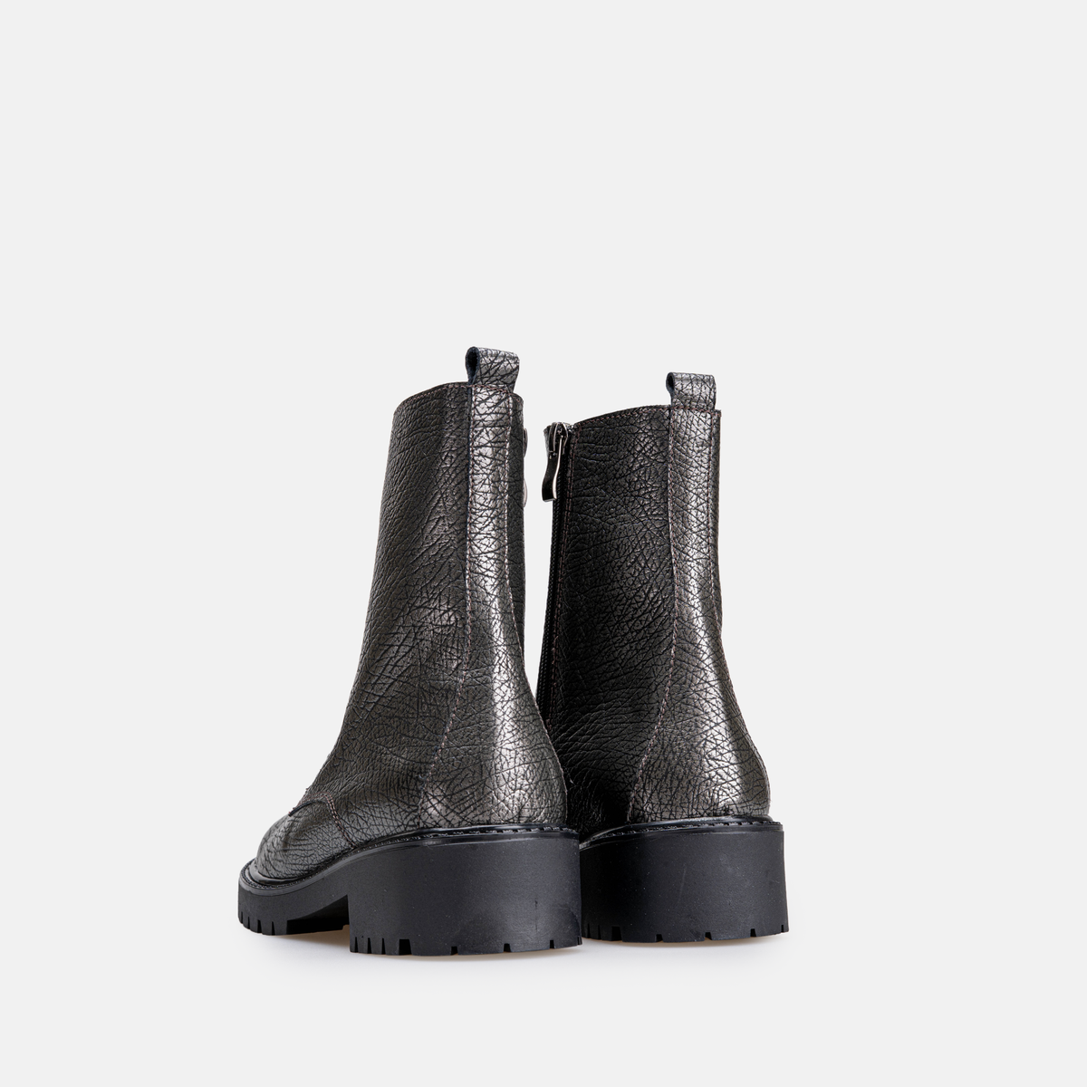 Volzak 4009 Bottine en cuir Noir Argenté Grainé