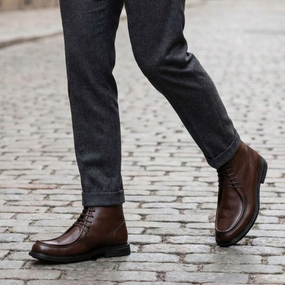 Volzak 5515 Bottine en cuir Marron Grainé