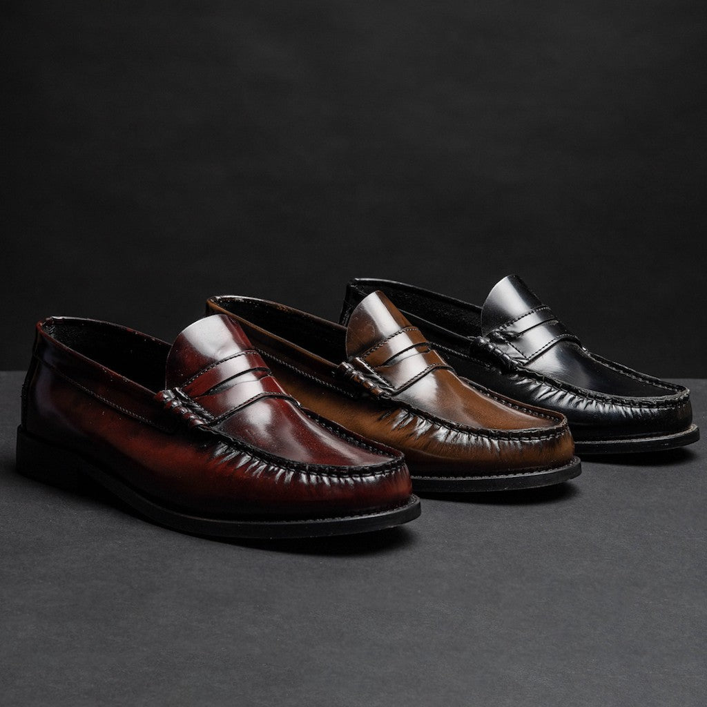 Volzak 315 Mocassin penny en cuir Démasquable Bordeaux