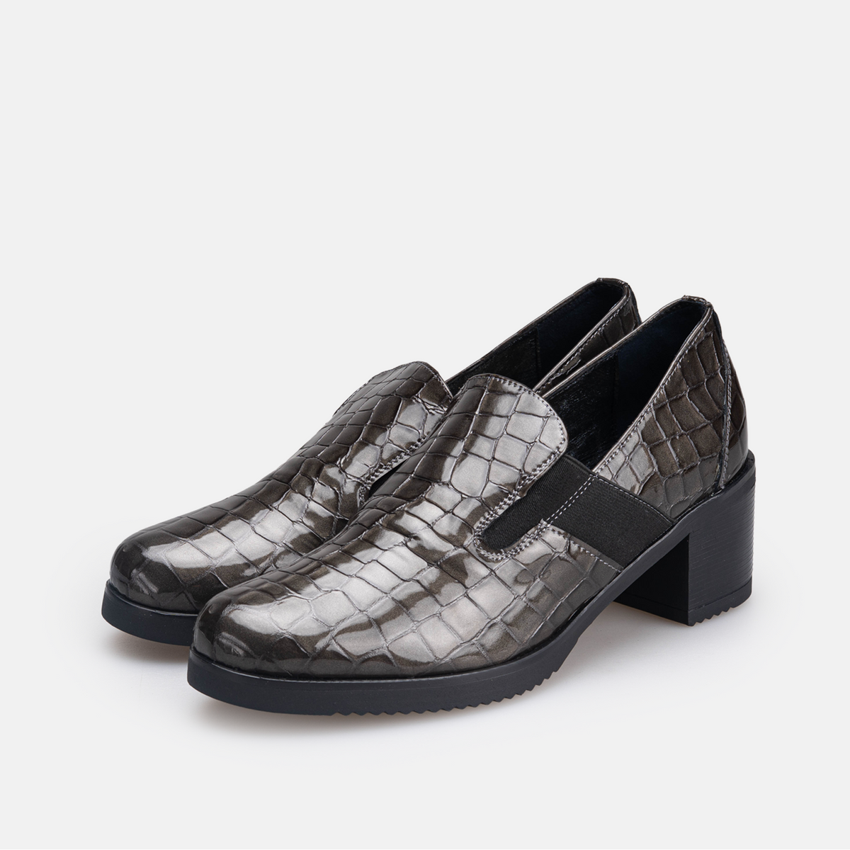 Volzak 535 chaussure en cuir Gris Serpent Vernis