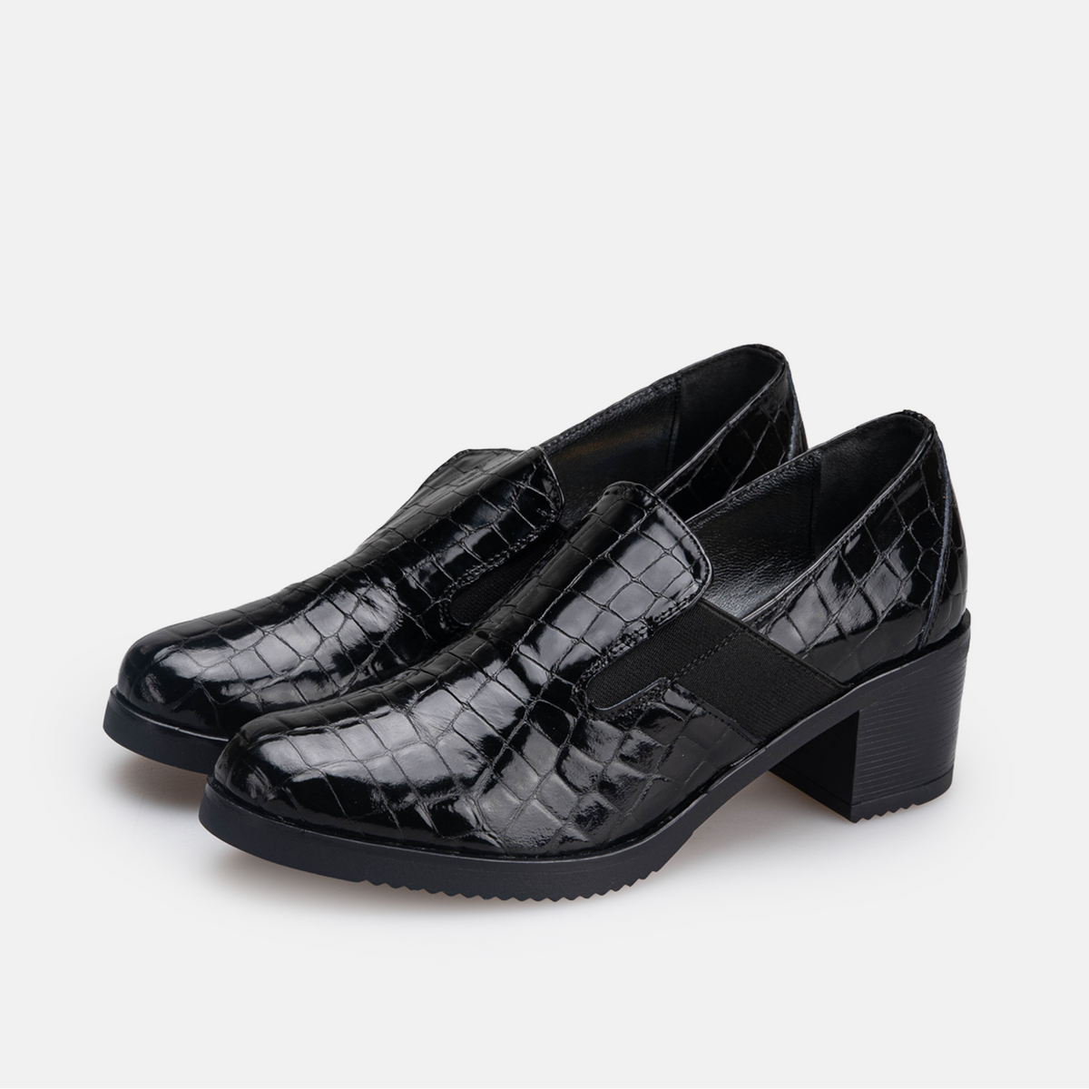 Volzak 535 chaussure en cuir Noir Serpent Vernis