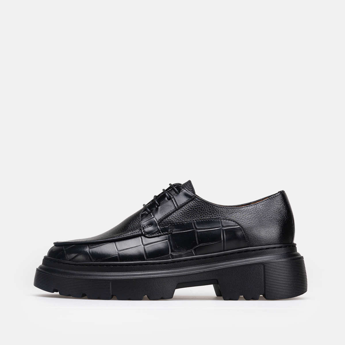 Volzak 5528 chaussure en cuir Noir Croco Grainé