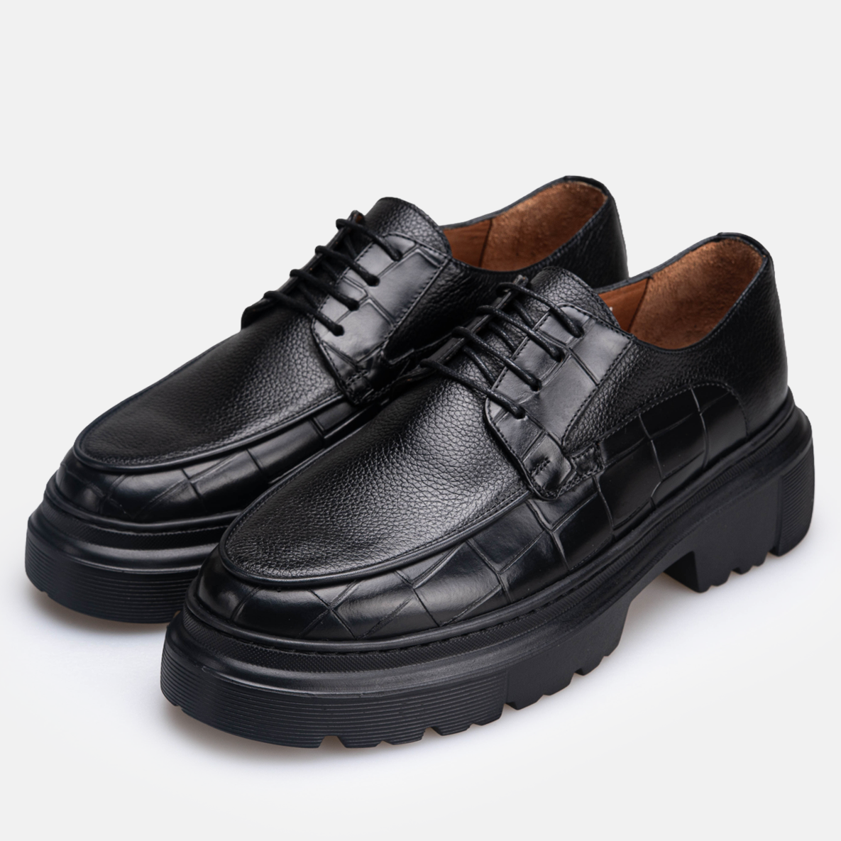 Volzak 5528 chaussure en cuir Noir Croco Grainé