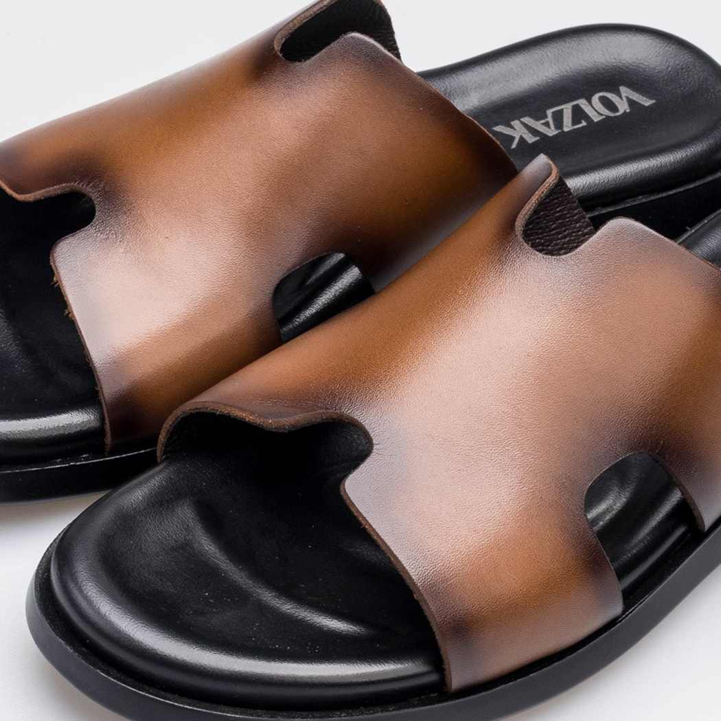 Volzak 5405 Sandale en cuir Marron Vintage